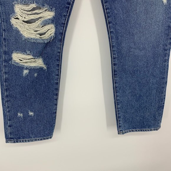 Lovers + Friends Jeans Logan High Rise Tapered Blue Distressed Hollywood - Picture 7 of 12